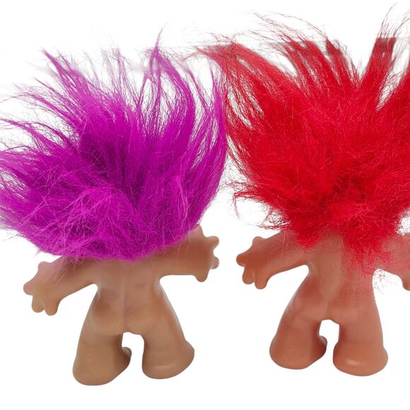 Troll Dolls Vintage 1986 DAM 5" Set of 2 Red Purple Hair Toys Collectibles - Picture 3 of 6